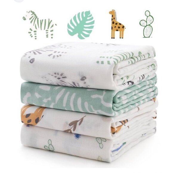 Momcozy Baby Muslin Multi Swaddle Blankets 4 Pack Soft NIB Newborn Wraps Comfy - Picture 1 of 6